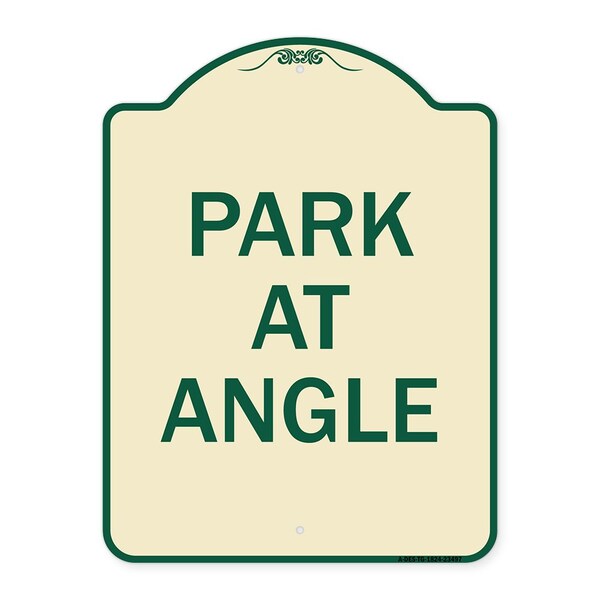 Signmission Designer Series Sign Park Angle, Tan & Green Heavy-Gauge Aluminum Sign, 24" x 18", TG-1824-23497 A-DES-TG-1824-23497 - main